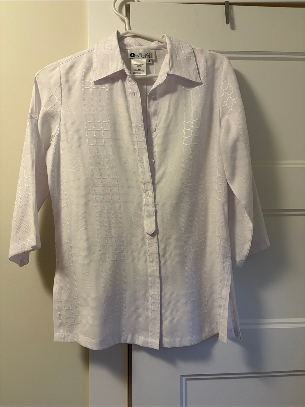 100% cotton white button up shirt